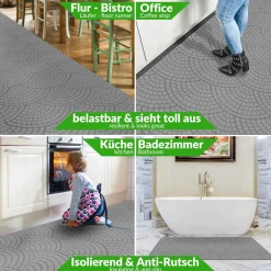 Teppichläufer Flur Läufer Küchenläufer Sauberlaufmatte Premium waschbar Davis Mosaiksteinen Breite 100cm