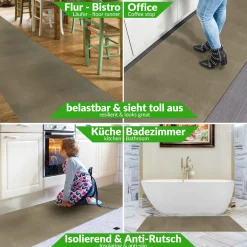 Teppichläufer Flur Läufer Küchenläufer Velours Flur Teppich Samt Braun 50cm Breit