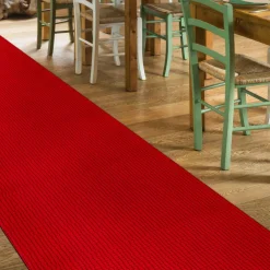 Teppichläufer Flurläufer Küchenläufer Velours rutschfest Wilson Rot 65cm Breit