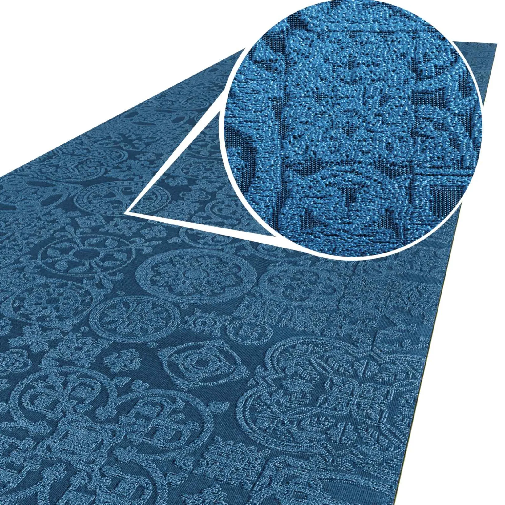 Teppichläufer Flurläufer Küchenläufer Velours Jacquard Teppich Sisi Raku Blau 65cm Breit