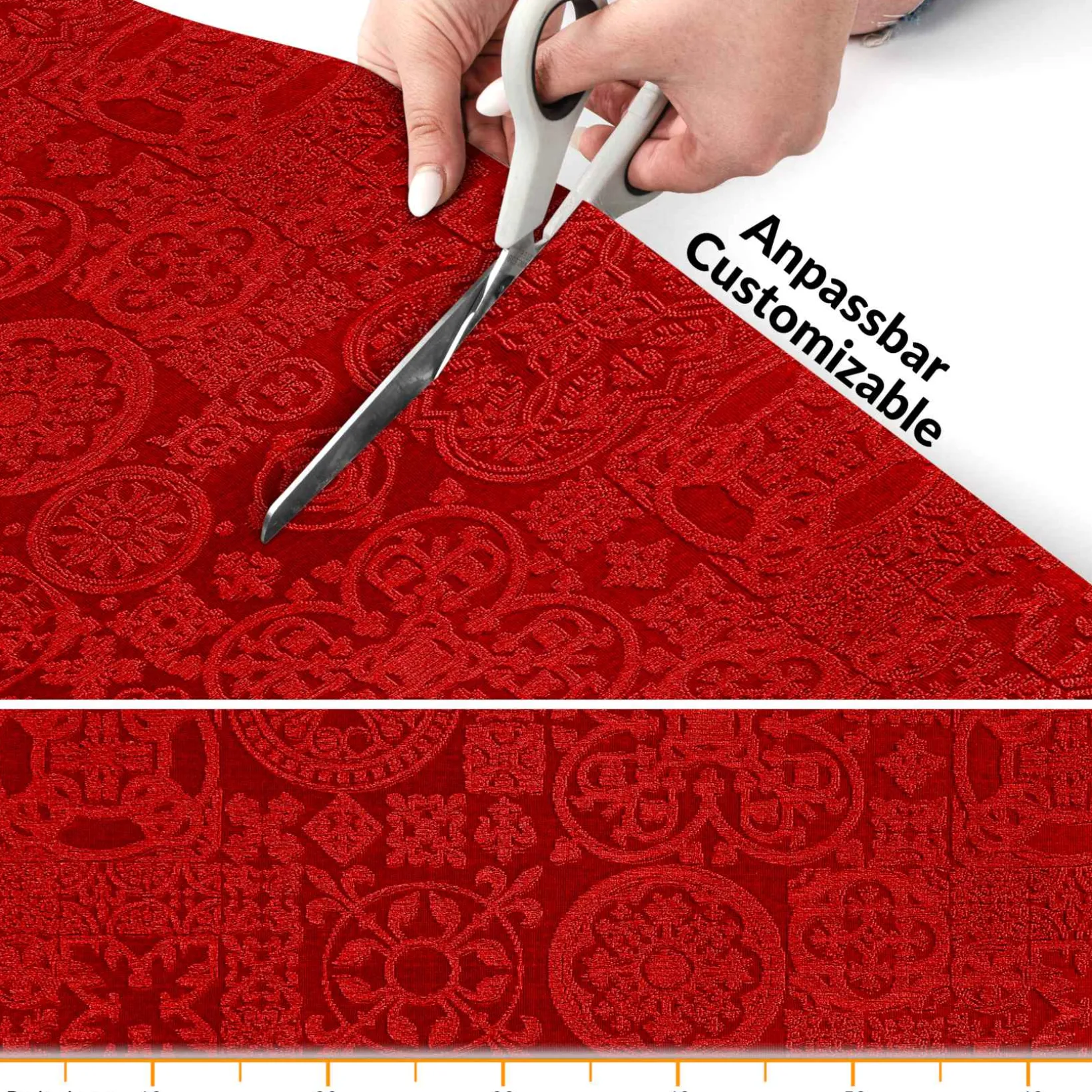 Teppichläufer Flurläufer Küchenläufer Velours waschbar rutschfest Jacquard Teppich Sisi Raku Rot 65cm Breit