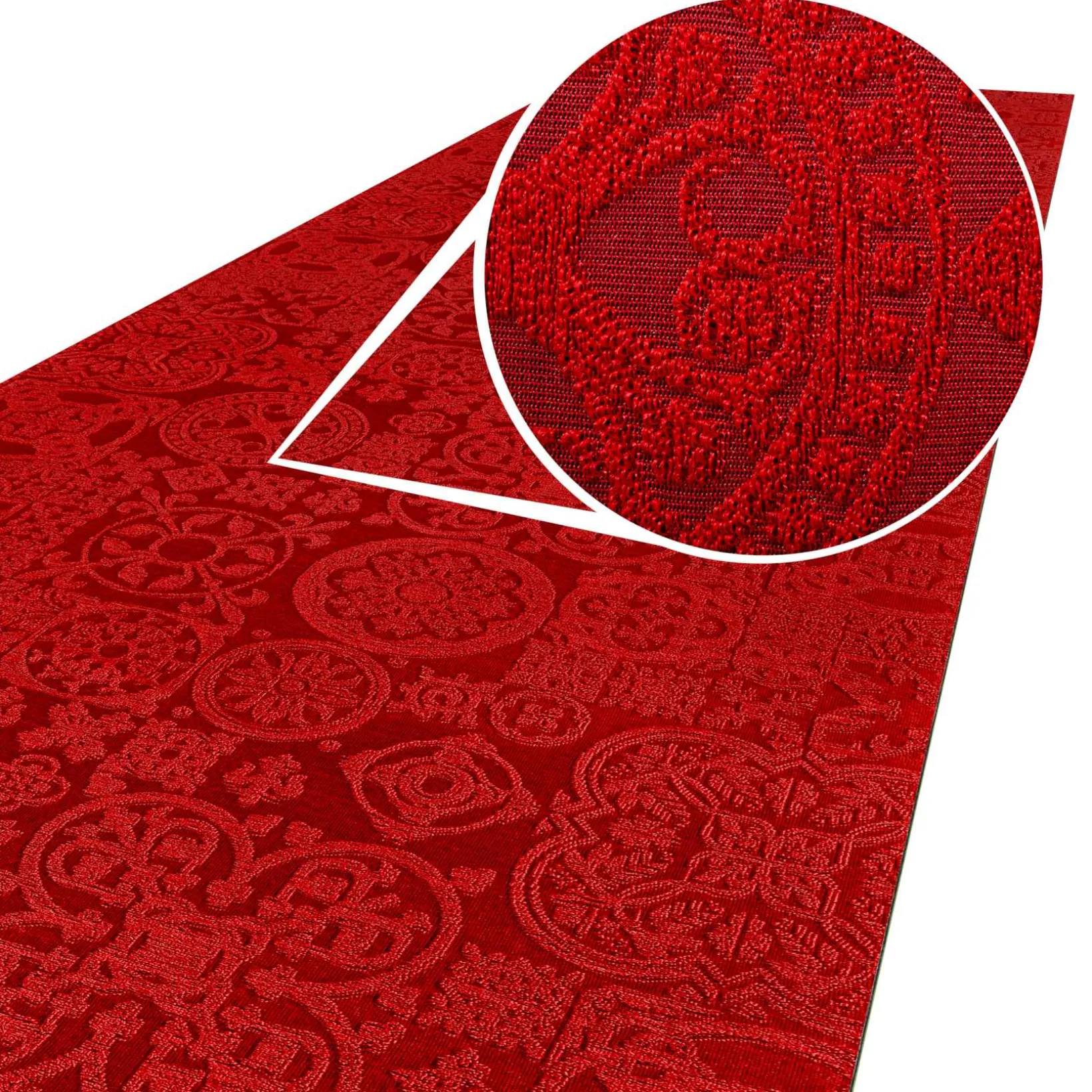 Teppichläufer Flurläufer Küchenläufer Velours waschbar rutschfest Jacquard Teppich Sisi Raku Rot 65cm Breit