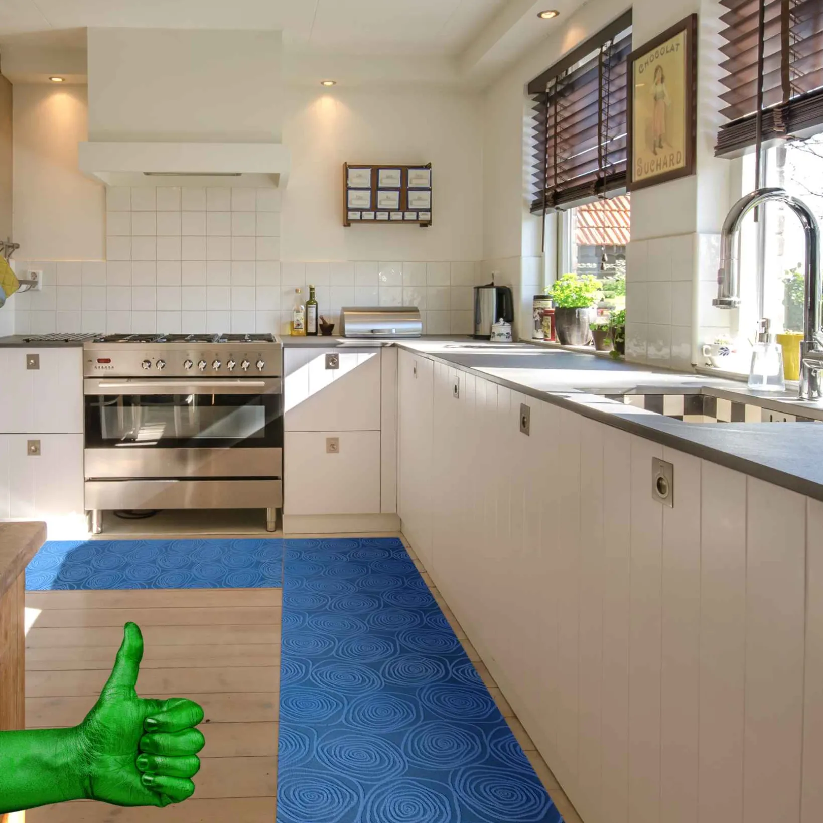 Teppichläufer Flurläufer Küchenläufer Velours waschbar rutschfest Sisi Essence Blau 50cm Breit
