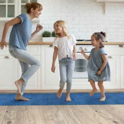Teppichläufer Flurläufer Küchenläufer Velours waschbar rutschfest Sisi Essence Blau 50cm Breit