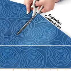 Teppichläufer Flurläufer Küchenläufer Velours waschbar rutschfest Sisi Essence Blau 50cm Breit