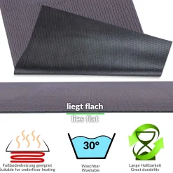 Teppichläufer Flurläufer Küchenläufer Velours Wilson Anthrazit 65cm Breit