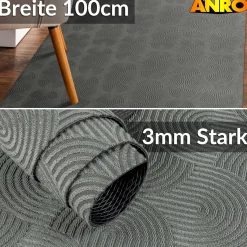 Teppichläufer Küchenläufer Flur Läufer Velours rutschfest waschbar Anthrazit Velora 3 Breiten