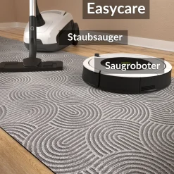 Teppichläufer Küchenläufer Flur Läufer Velours rutschfest waschbar Grau Velora 3 Breiten