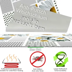 Teppichläufer Küchenläufer Karo Kamille Weiß rutschfest Küchenteppich abwaschbar | 50cm Breit