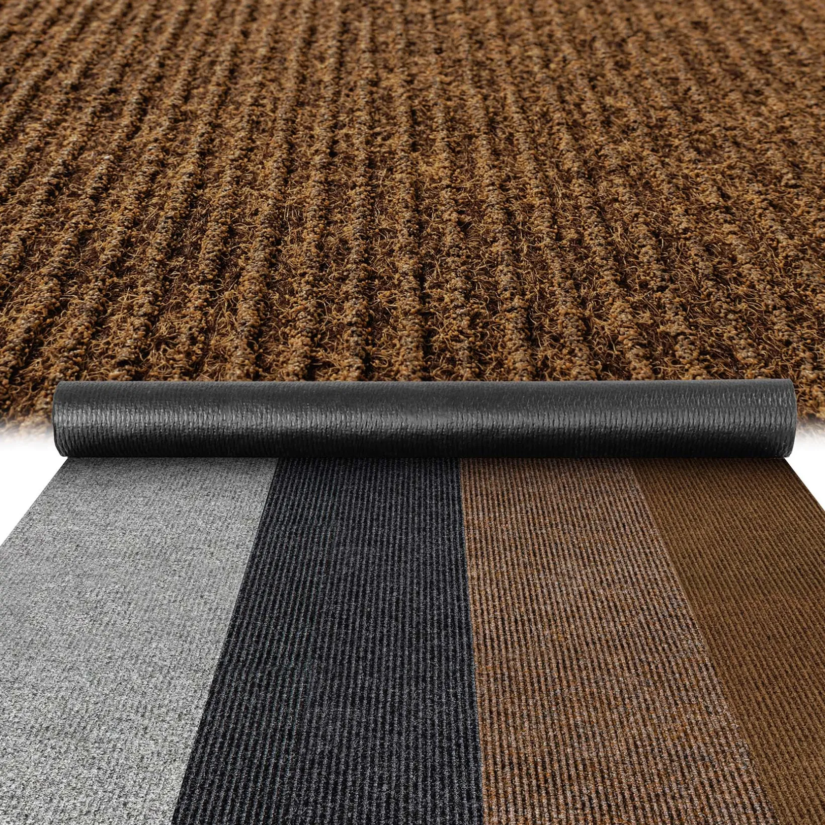 Teppichläufer Läufer Flur Sauberlaufmatte Schmutzfangmatte Flur Teppich STRIBET Breite 100cm Hellbraun