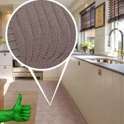Teppichläufer Velours Küchenläufer Veloursteppich Blätter Ornament Braun 65cm Breit