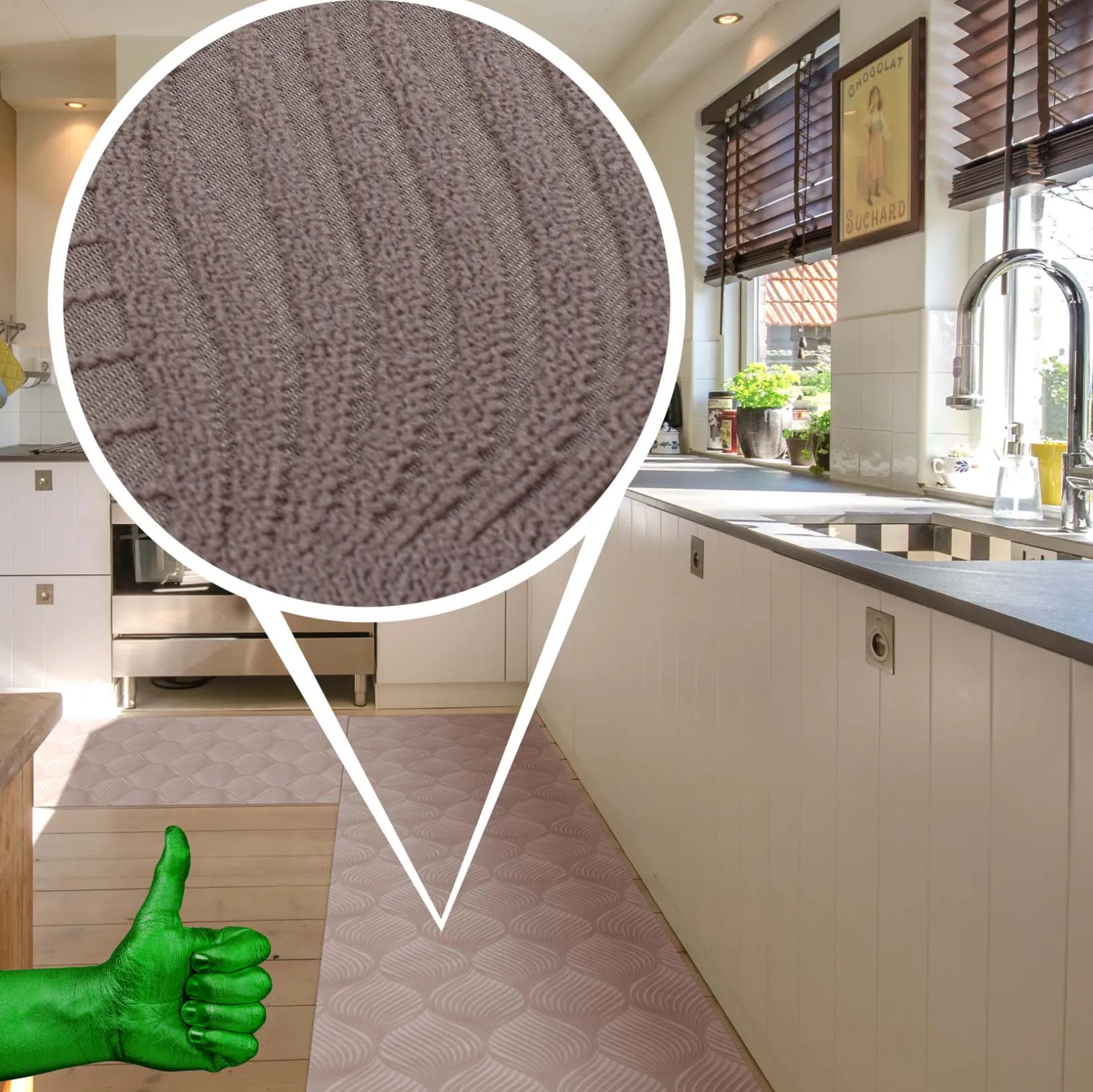 Teppichläufer Velours Küchenläufer Veloursteppich Blätter Ornament Braun 65cm Breit