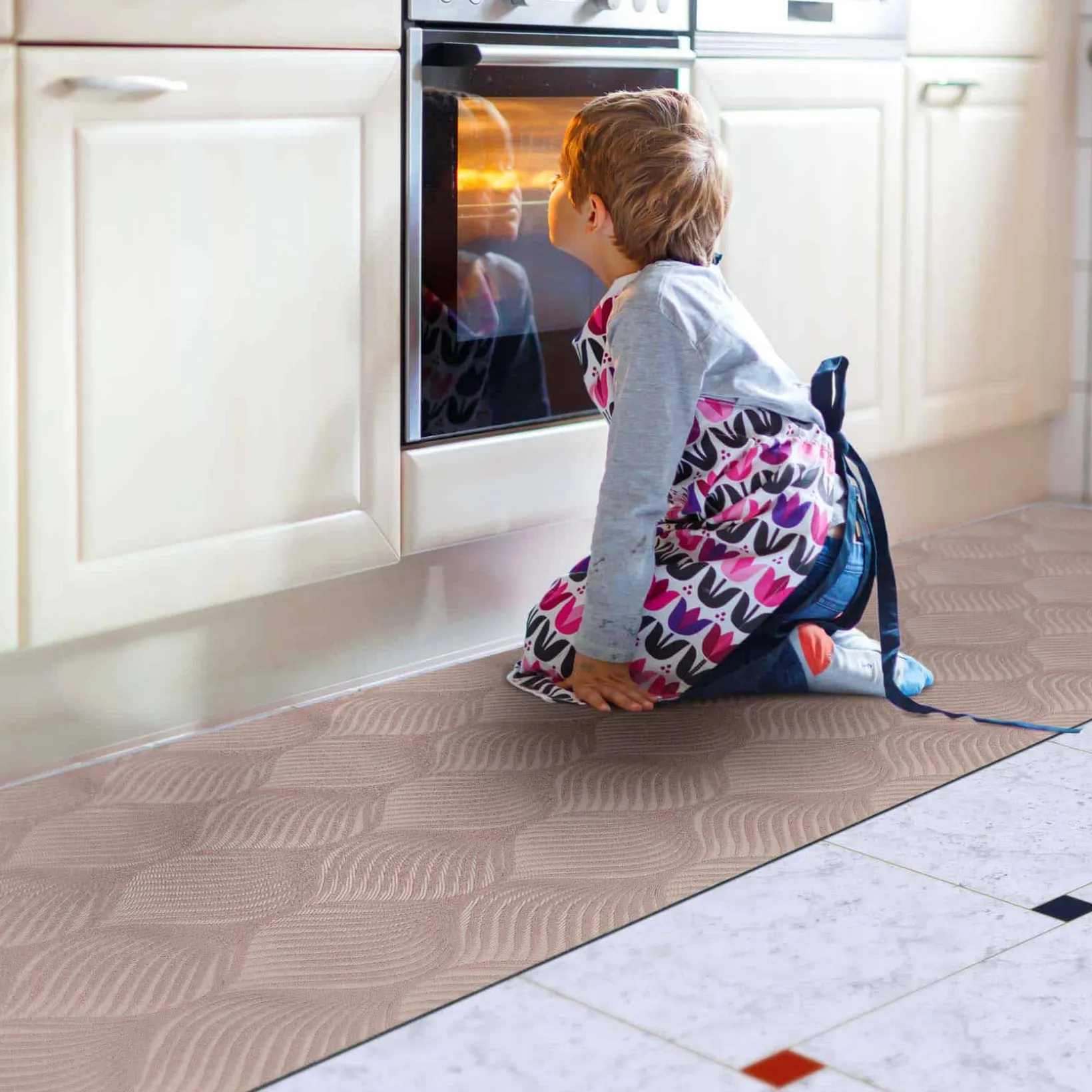 Teppichläufer Velours Küchenläufer Veloursteppich Blätter Ornament Braun 65cm Breit