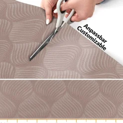 Teppichläufer Velours Küchenläufer Veloursteppich Blätter Ornament Braun 65cm Breit