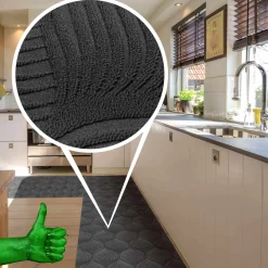 Teppichläufer Velours Küchenläufer Veloursteppich rutschfest waschbar Blätter Ornament Anthrazit 65cm Breit