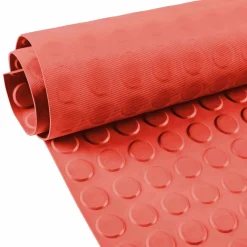 TPE Gummimatten geruchsarm Meterware Noppen Rot Gummi 3mm -100 cm Breit Rollenware