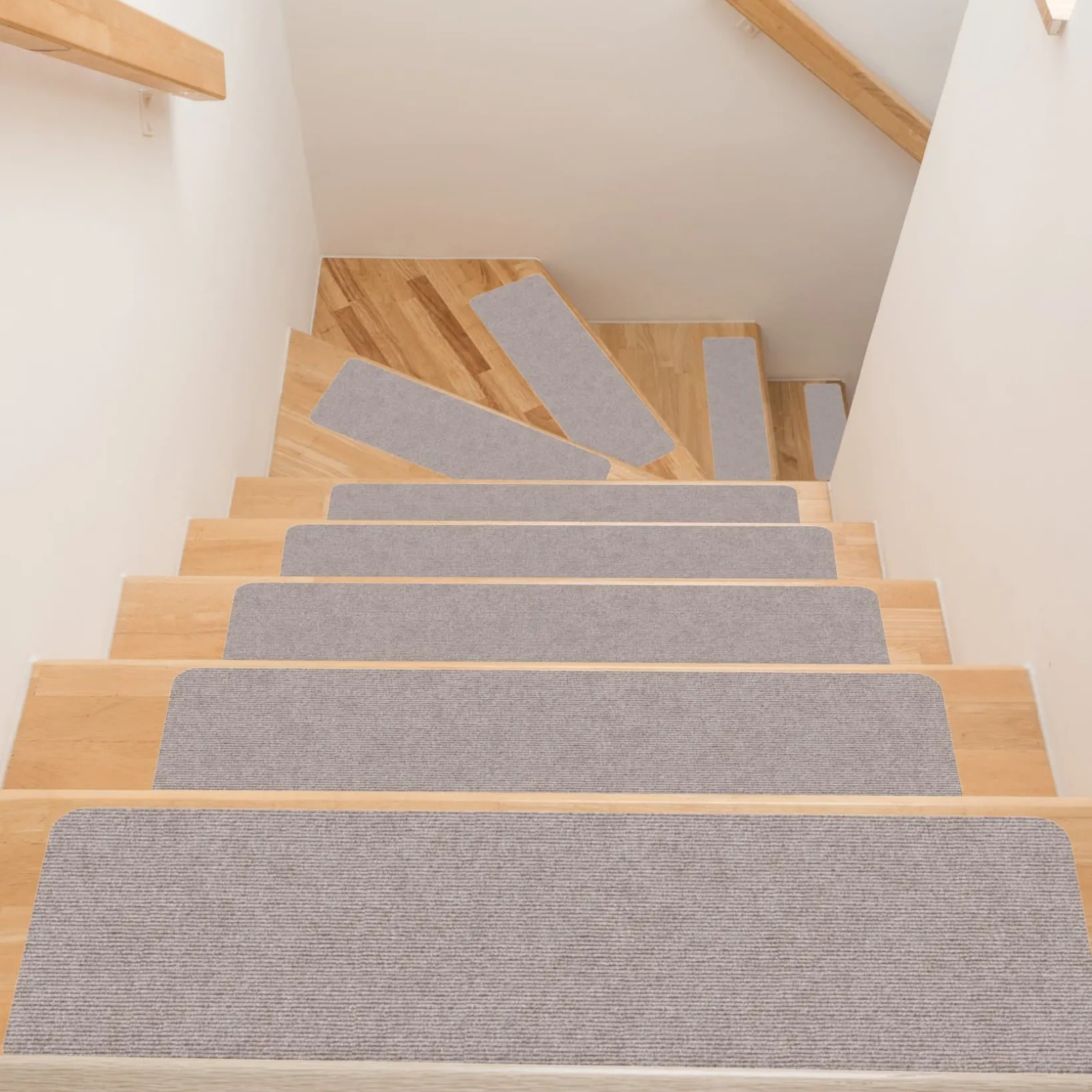 Treppenteppich Stufenmatte Treppenstufen Teppich selbsthaftend Stufenmatte Rechteckig NEMESIS Beige