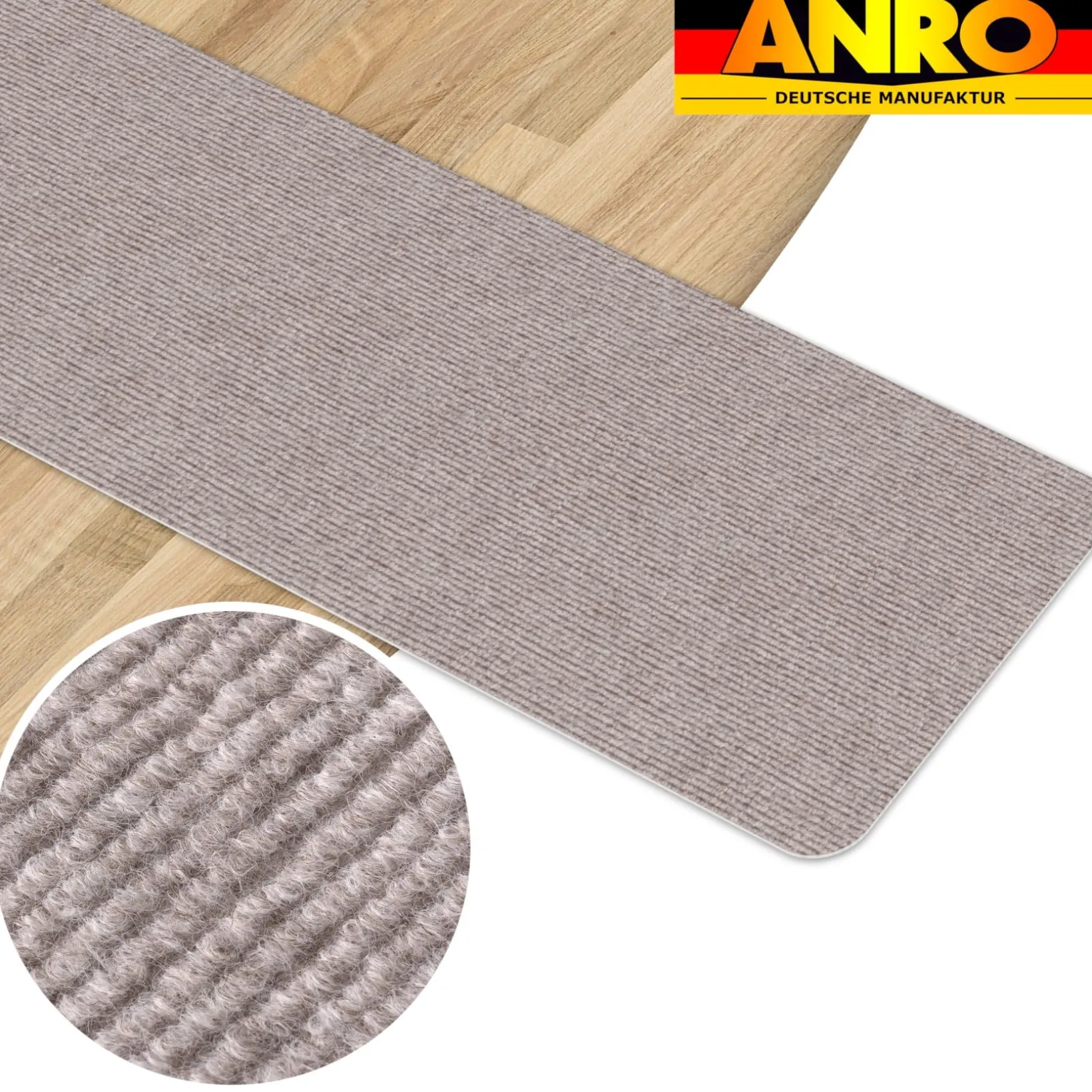 Treppenteppich Stufenmatte Treppenstufen Teppich selbsthaftend Stufenmatte Rechteckig NEMESIS Beige