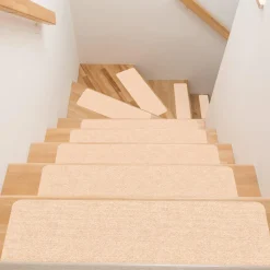 Treppenteppich Stufenmatte Treppenstufen Teppich selbsthaftend Stufenmatte Rechteckig NEMESIS Creme