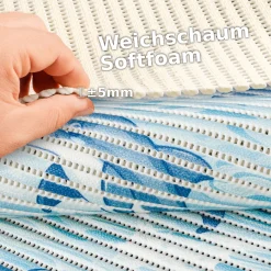 Weichschaummatte Badematte Weichschaum Bad Delfine Maritim Blau Breite 130cm Meterware