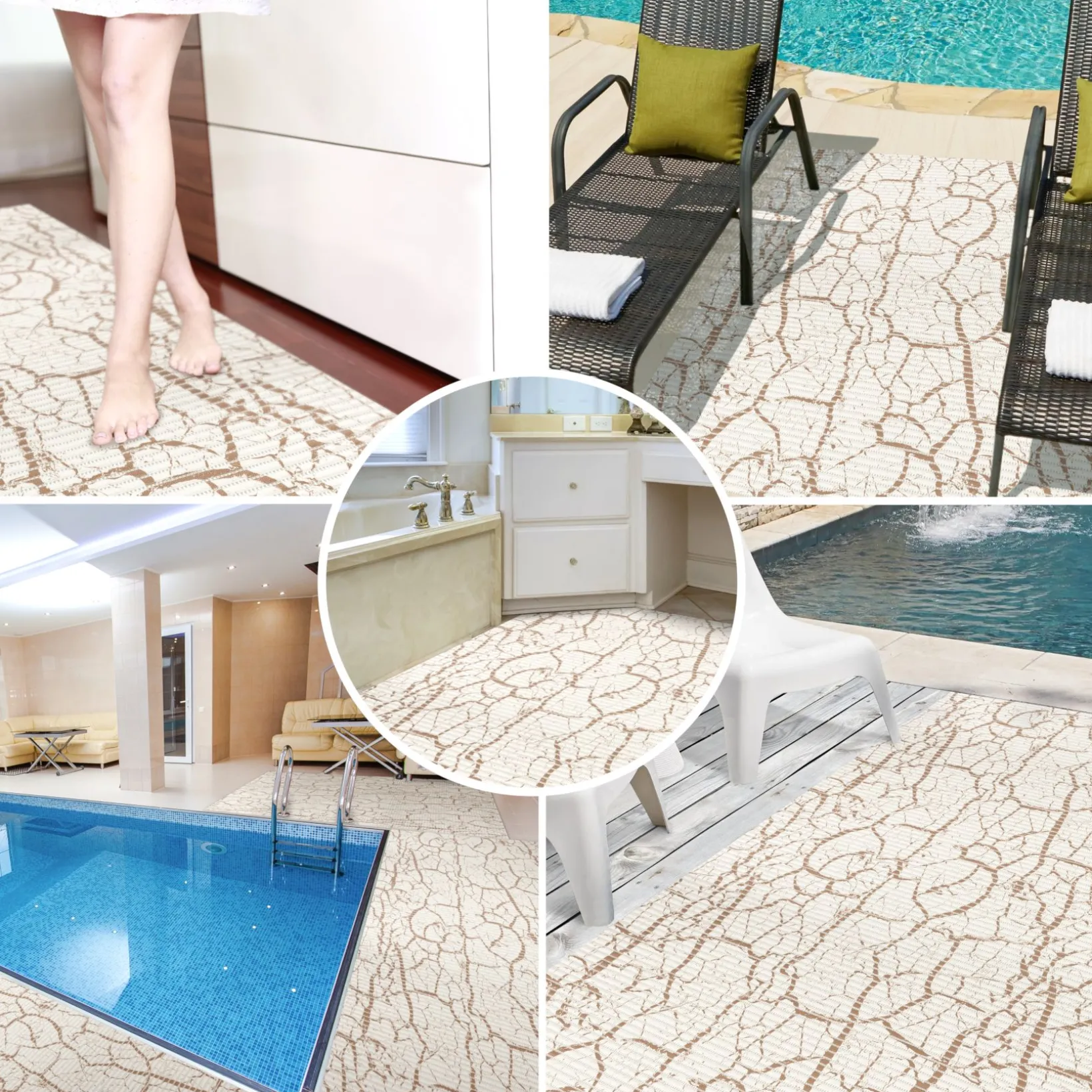 Weichschaummatte Badematte Weichschaum Bad Marmor Beige Breite 130cm Meterware