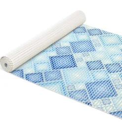 Weichschaummatte Bad Weichschaum Badematte Karo Blau Breite 65cm Meterware