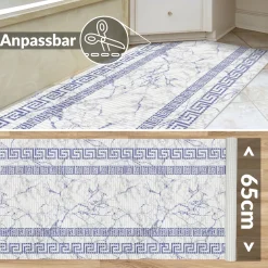Weichschaummatte Bad Weichschaum Badematte Breite 65cm Marmor Blau