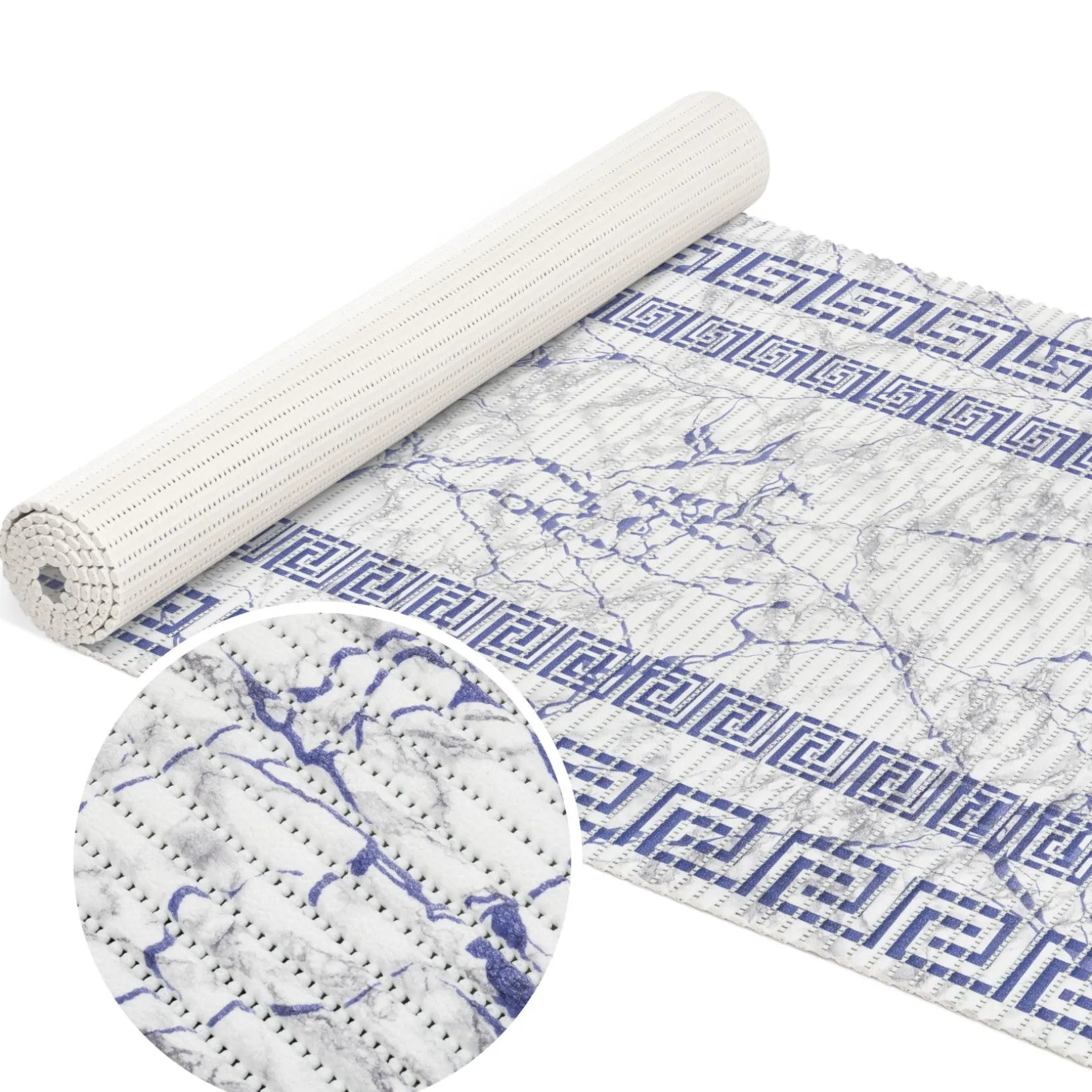 Weichschaummatte Bad Weichschaum Badematte Breite 65cm Marmor Blau