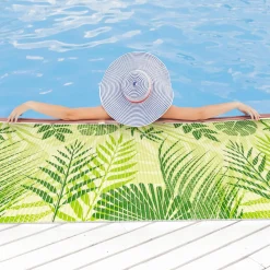 Weichschaummatte Bad Weichschaum Badematte Grün Palmblätter Tropen Breite 65cm Meterware