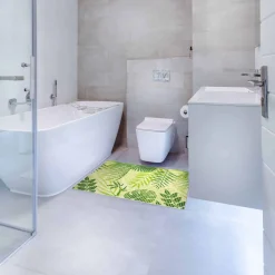 Weichschaummatte Bad Weichschaum Badematte Grün Palmblätter Tropen Breite 65cm Meterware