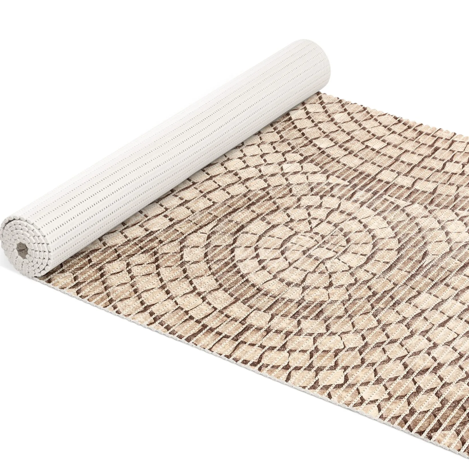 Weichschaummatte Bad Weichschaum Badematte Mosaiksteine Beige Breite 65cm Meterware