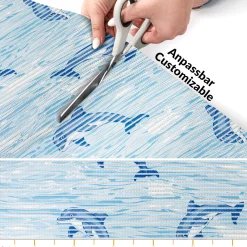 Weichschaummatte Bad Weichschaum Badematte Maritim Delfine Hellblau Breite 65cm Meterware