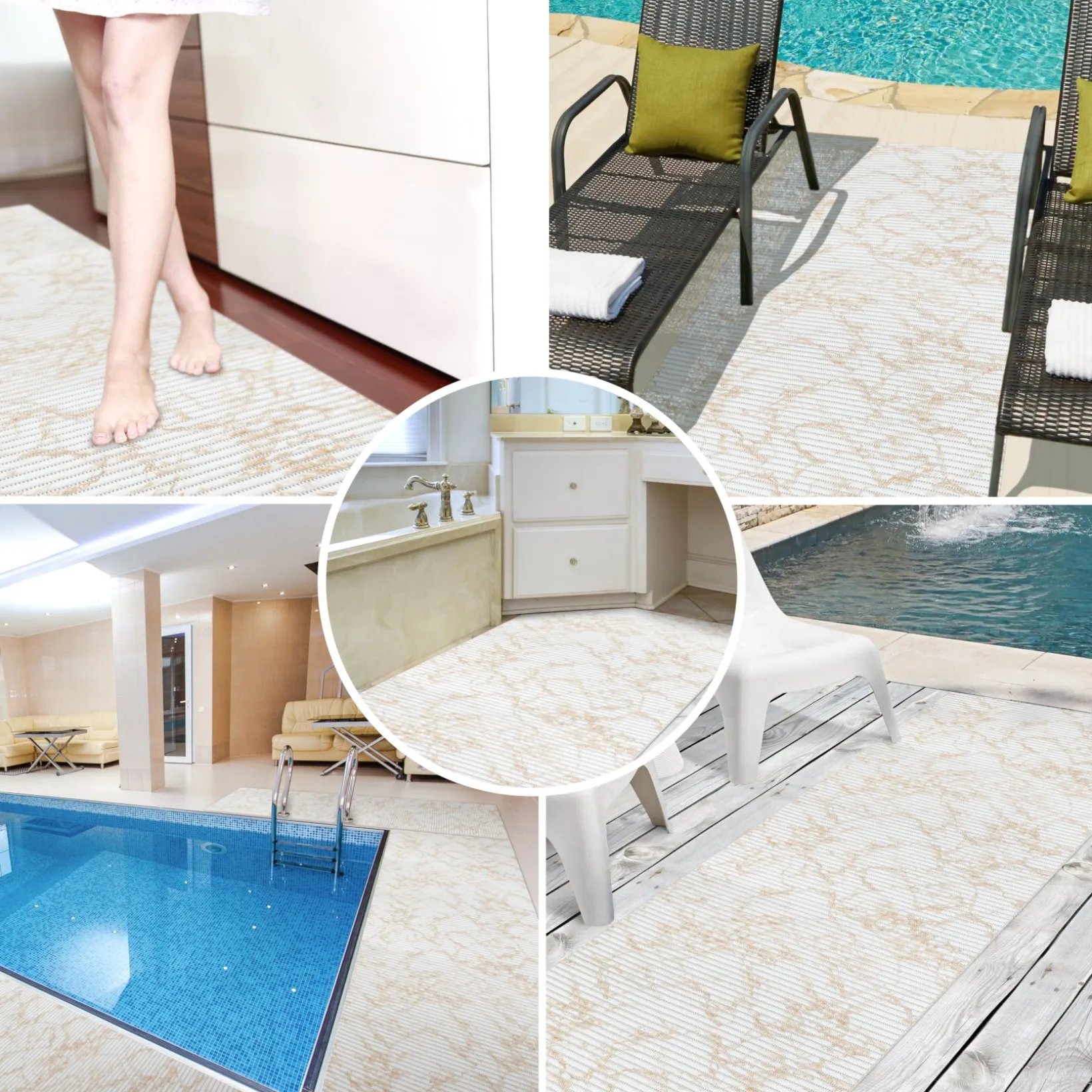 Weichschaummatte Bad Weichschaum Badematte Marmor 4 Farben Blau Beige Braun Grau 65cm Breite