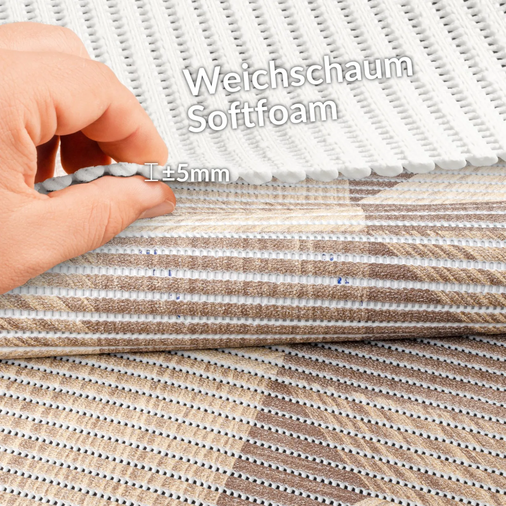 Weichschaummatte Bad Weichschaum Badematte 3D Holzoptik 2 Farben Braun Grau 65cm Breite