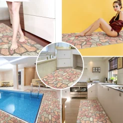 Weichschaummatte Bad Weichschaum Badematte Mosaiksteine Bunt Breite 65cm Meterware