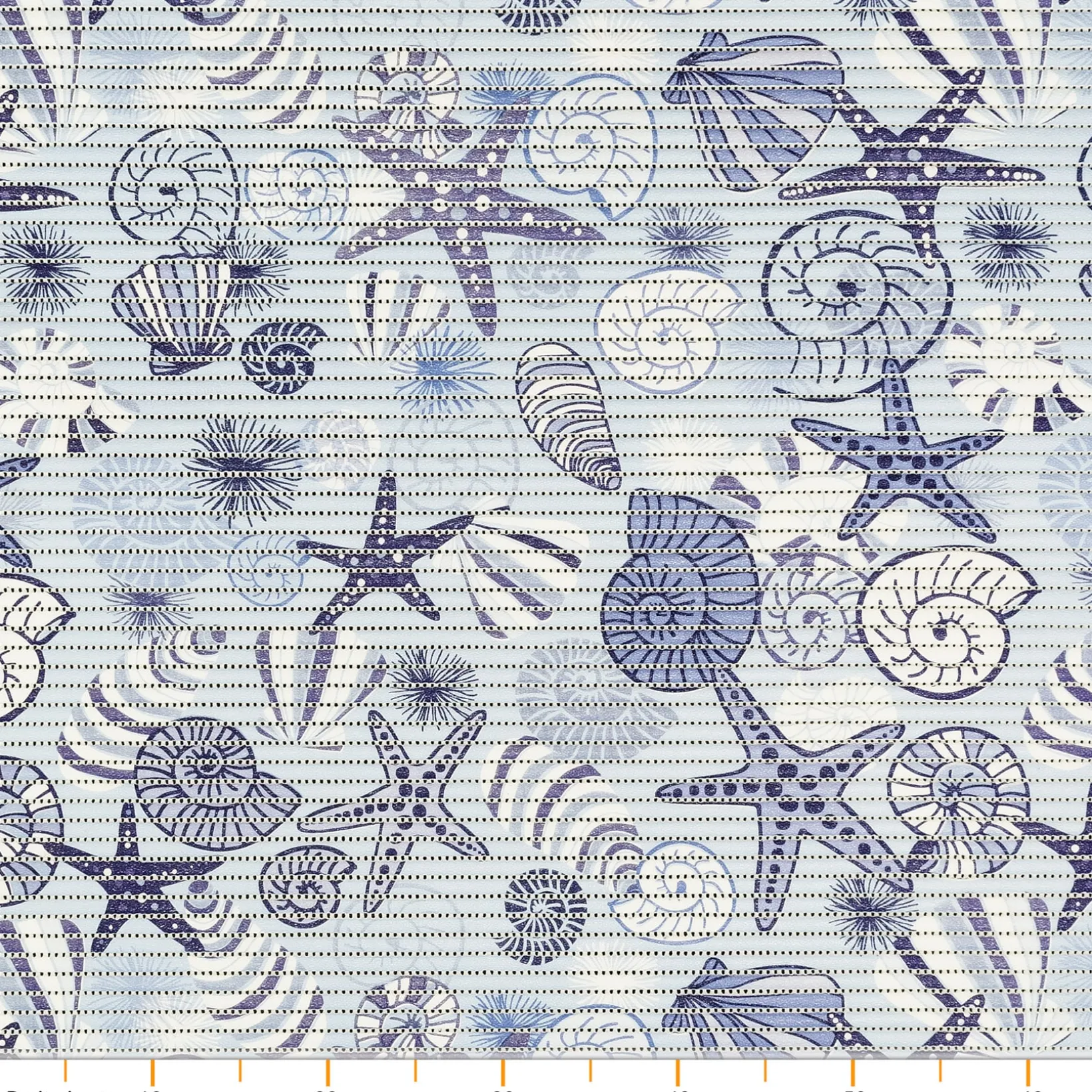 Weichschaummatte Bad Weichschaum Badematte Seestern Muscheln Blau Breite 65cm Meterware