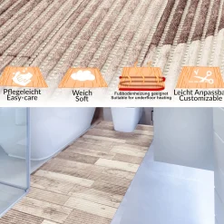 Weichschaummatte Bad Weichschaum Badematte Holz 65cm Breite Meterware