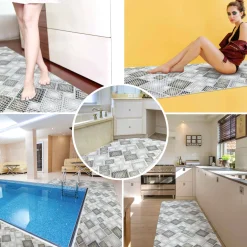 Weichschaummatte Bad Weichschaum Badematte Karo Grau Breite 65cm Meterware
